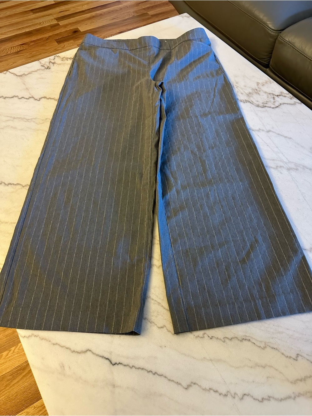 Chico's Gray Pinstripe Wide-Leg Pants